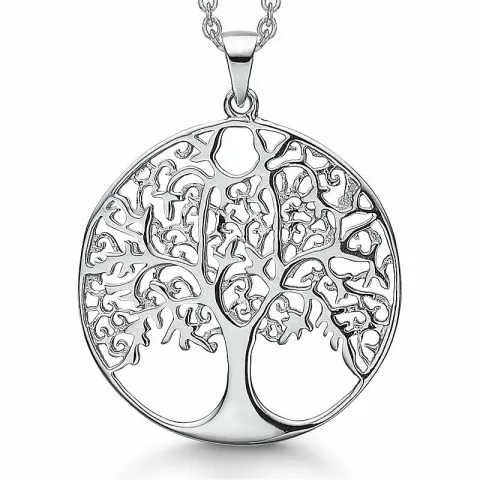 25 mm støvring design livets træ halskæde med vedhæng i sølv