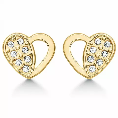 Støvring design hjerte øreringe i 14 karat guld