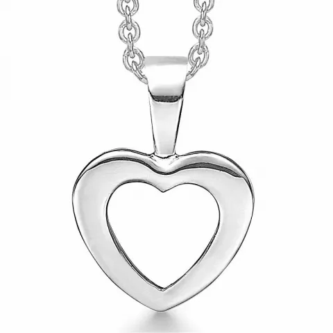Støvring Design hjerte vedhæng i 14 karat hvidguld med forgyldt sølvhalskæde
