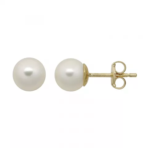 6 mm Støvring Design runde hvide perle øreringe i 8 karat guld
