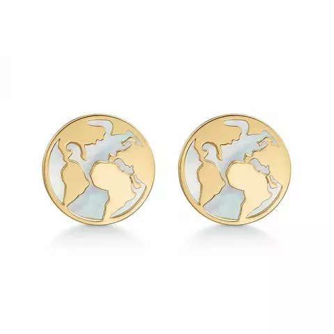 Støvring Design kort øreringe i 8 karat guld hvid perlemor