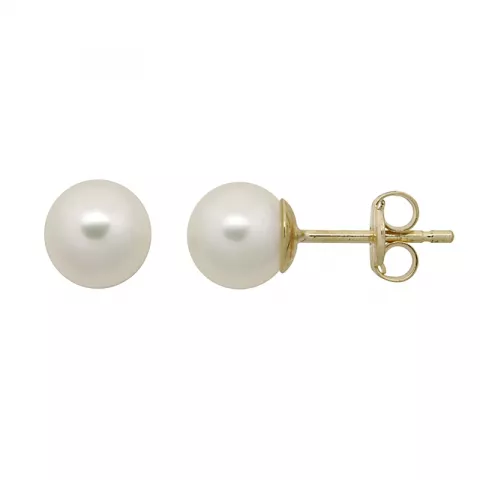 7 mm Støvring Design runde hvide perle øreringe i 8 karat guld
