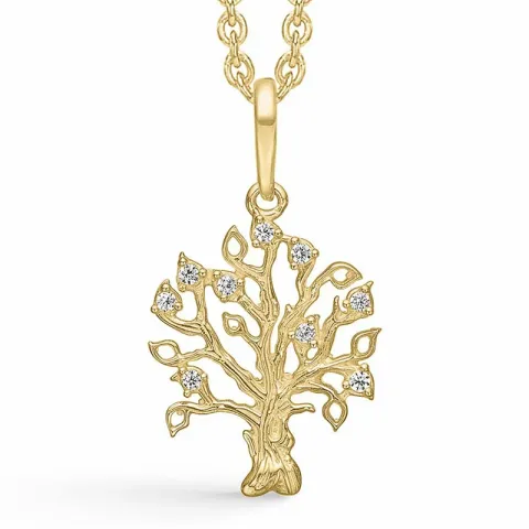 Støvring Design livets træ zirkon Halskæde med vedhæng i 8 karat guld hvid zirkon