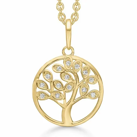 Støvring Design livets træ zirkon Halskæde med vedhæng i 8 karat guld hvid zirkon