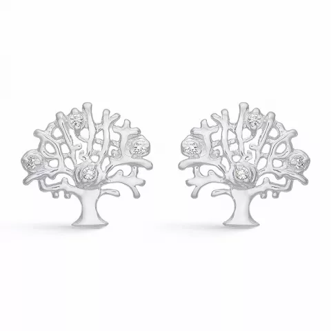 Støvring Design livets træ zirkon øreringe i rhodineret sølv hvid zirkon