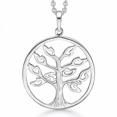 Støvring Design livets træ Halskæde med vedhæng i rhodineret sølv
