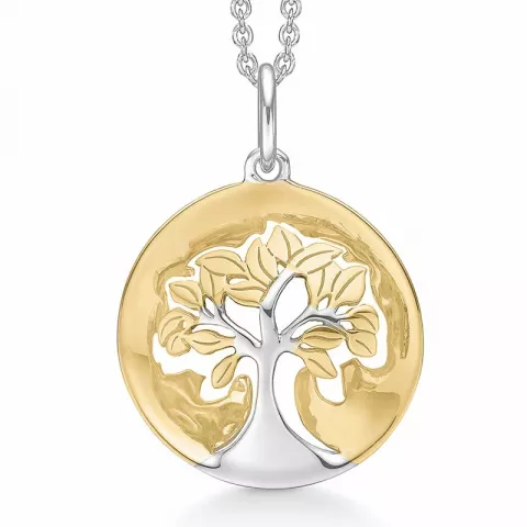 Støvring Design livets træ vedhæng med halskæde i rhodineret sølv med forgyldt sølv