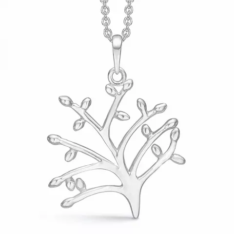 25 mm Støvring Design livets træ vedhæng med halskæde i rhodineret sølv hvid zirkon