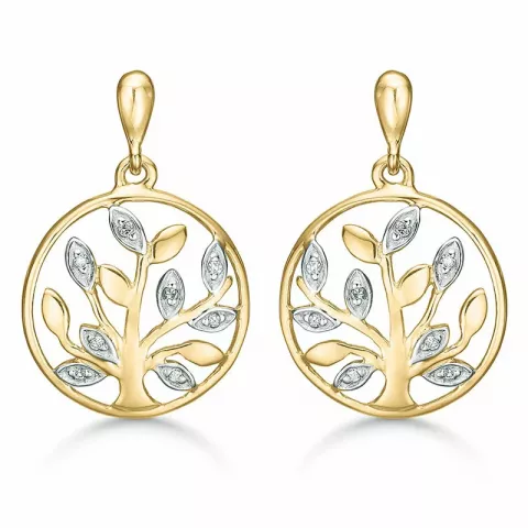 Støvring Design livets træ diamant øreringe i 14 karat guld hvid diamant