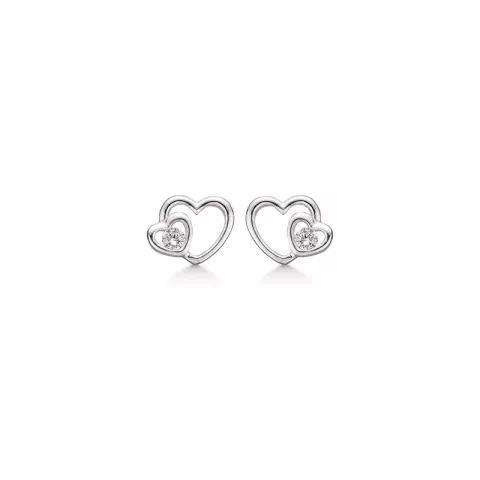 Støvring Design hjerte øreringe i sølv hvid zirkon