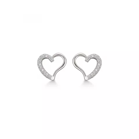 Støvring Design hjerte øreringe i rhodineret sølv hvid zirkon