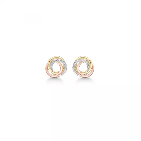 Støvring Design cirkel øreringe i sølv med 14 karat guld med rosaguld hvid zirkon
