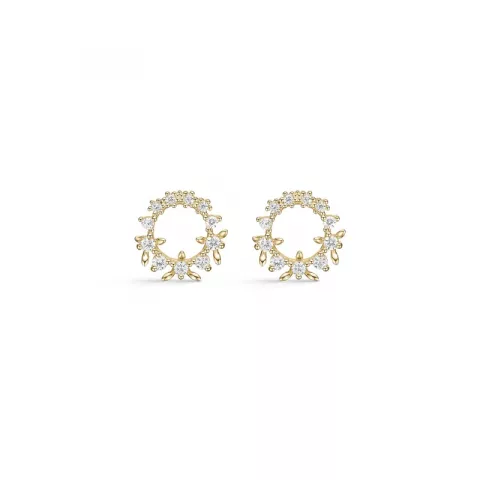 Støvring Design blomst øreringe i 14 karat guld hvid zirkon