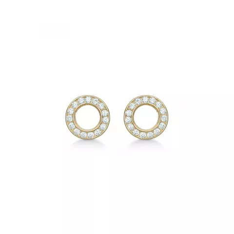 Støvring Design cirkel øreringe i 14 karat guld hvid zirkon