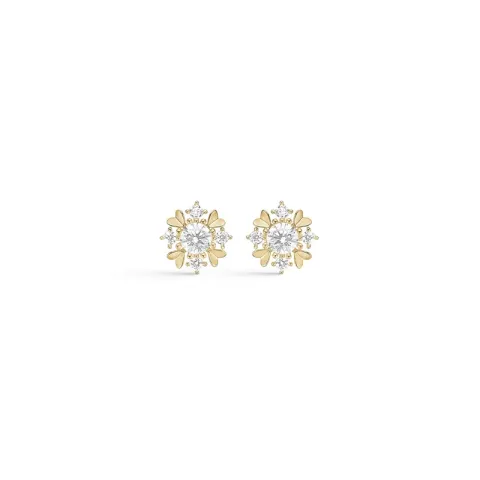 Støvring Design blomst øreringe i 8 karat guld hvid zirkon
