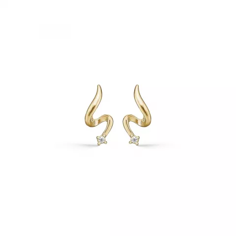 Støvring Design slange øreringe i 8 karat guld hvid zirkon