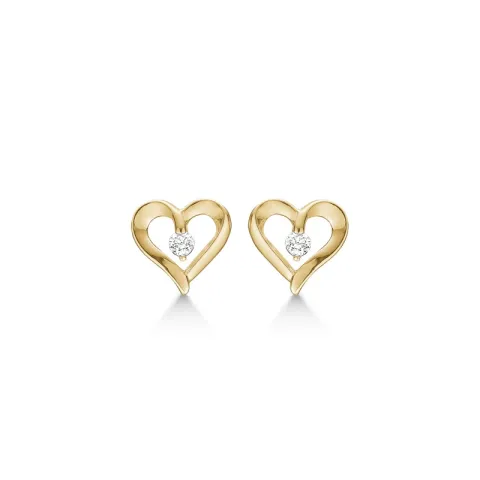 Støvring Design hjerte øreringe i 14 karat guld hvid zirkon