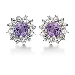 Kollektionsprøve Støvring Design ametyst øreringe i rhodineret sølv lilla ametyst hvid zirkon