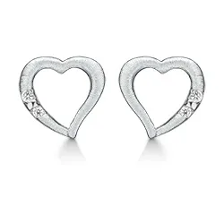 matte Støvring Design hjerte øreringe i rhodineret sølv hvid zirkon