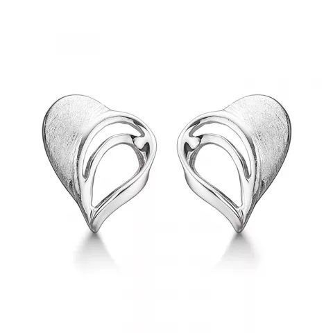 mat og blank Støvring Design hjerte øreringe i rhodineret sølv