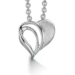 Støvring Design hjerte vedhæng med halskæde i rhodineret sølv
