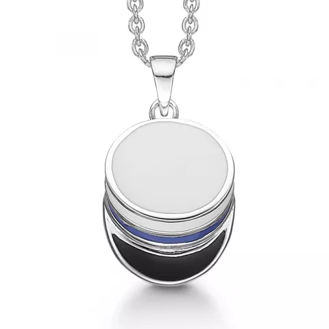 Støvring Design studenterhue blå vedhæng med halskæde i rhodineret sølv multifarvet emalje