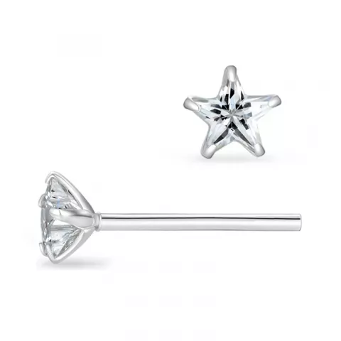5 mm Støvring Design stjerne øreringe i sølv hvide zirkoner