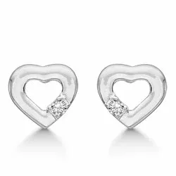 Støvring Design hjerte øreringe i rhodineret sølv hvid zirkoner