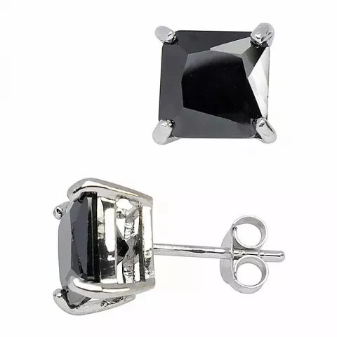 8 mm Støvring Design øreringe i sølv sort zirkon