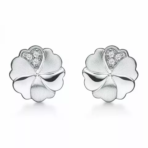 Støvring Design blomst øreringe i sølv hvid zirkon