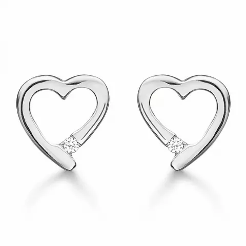 lille Støvring Design hjerte øreringe i sølv hvid zirkon