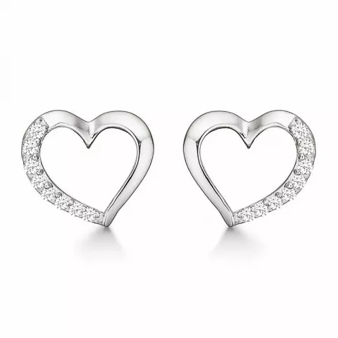 Støvring Design hjerte øreringe i sølv hvid zirkon