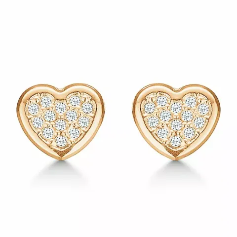 Støvring Design hjerte øreringe i 8 karat guld hvid zirkon