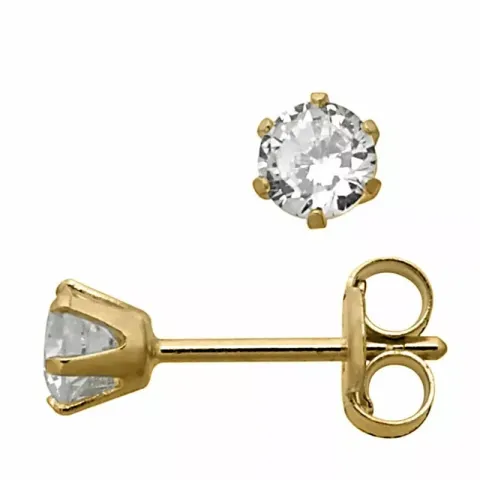 3 mm støvring design øreringe i 8 karat guld hvid zirkon