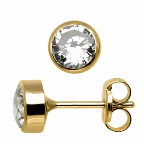 5 mm Støvring Design øreringe i 8 karat guld hvid zirkon