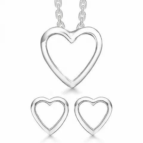 Støvring Design hjerte smykkesæt i sølv
