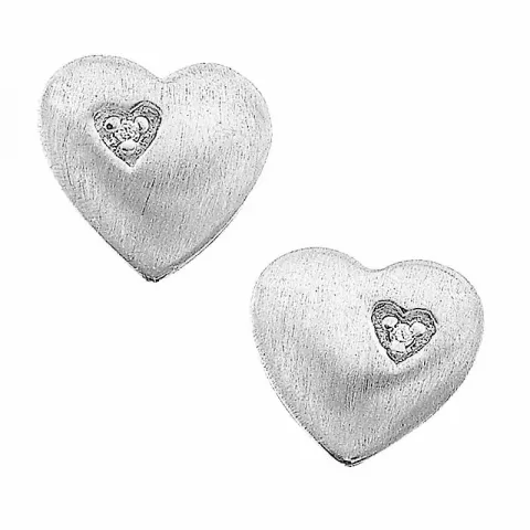 Støvring Design hjerte øreringe i sølv hvid diamant