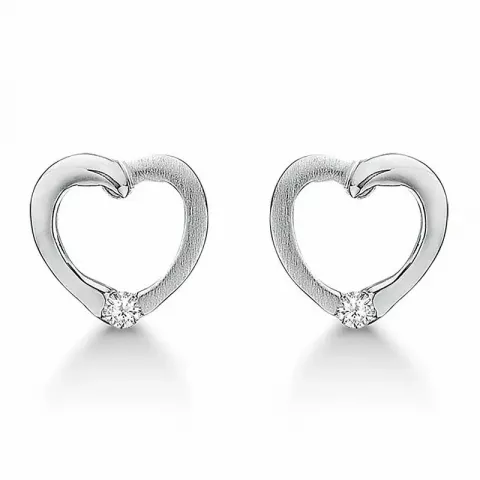 Støvring Design hjerte øreringe i sølv hvid diamant