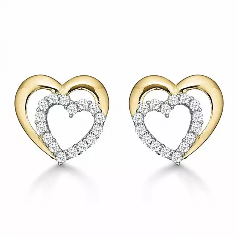 Støvring Design hjerte øreringe i 14 karat guld hvid zirkon