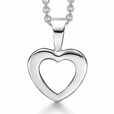 Støvring Design hjerte Halskæde med vedhæng i 14 karat hvidguld med sølv halskæde