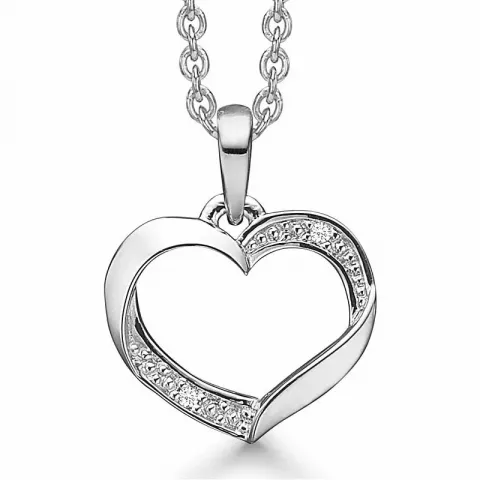 Støvring design hjerte halskæde med vedhæng i 14 karat hvidguld hvide diamanter