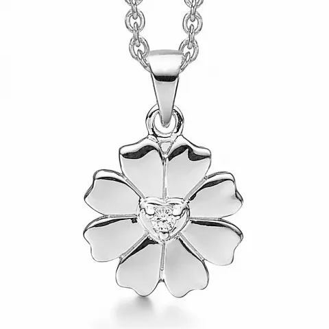 Elegant Støvring Design blomst Halskæde med vedhæng i sølv hvid zirkon
