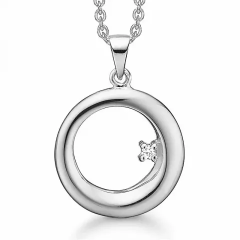 Støvring Design Halskæde med vedhæng i rhodineret sølv hvid diamant