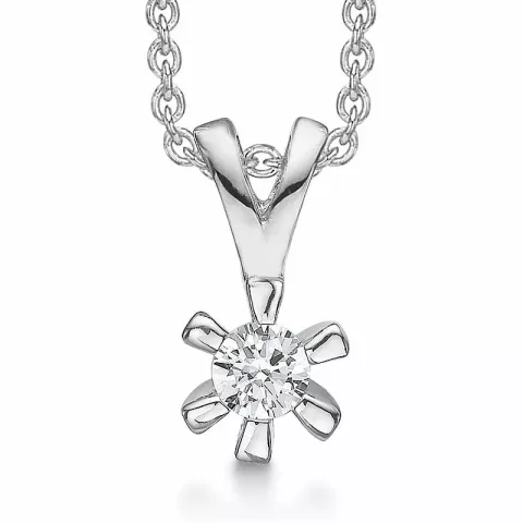 Støvring Design vedhæng med kæde i sølv hvid zirkon