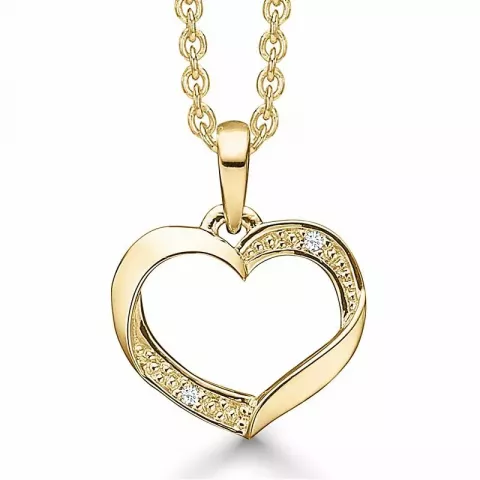 Støvring Design vedhæng med halskæde i 14 karat guld med forgyldt sølvhalskæde hvid diamant