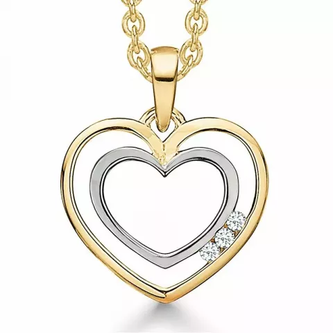 Støvring Design Halskæde med vedhæng i 14 karat guld med forgyldt sølvhalskæde hvid diamant