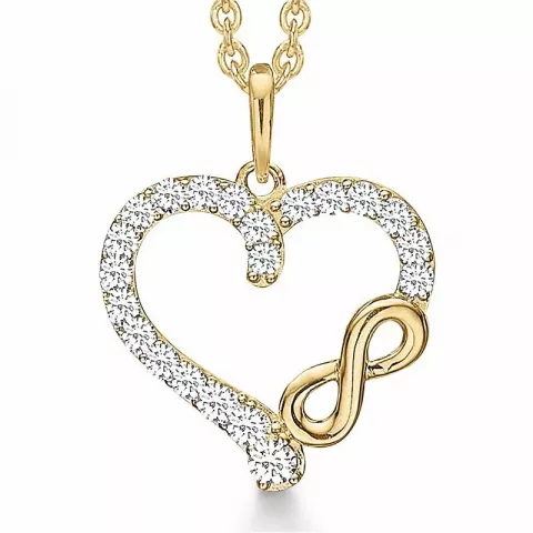 Støvring Design infinity Halskæde med vedhæng i 14 karat guld med forgyldt sølvhalskæde hvid zirkon