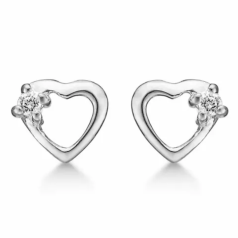Støvring Design hjerte øreringe i sølv hvid zirkon