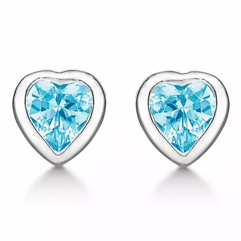 Støvring Design hjerte øreringe i sølv lyseblå zirkon
