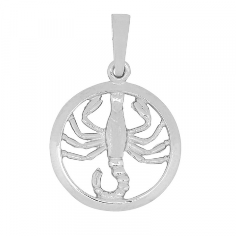 12 mm Siersbøl stjernetegn skorpionen vedhæng i rhodineret sølv